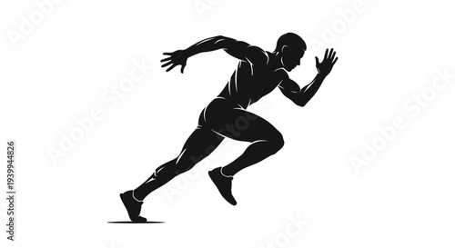 Man running in dynamic motion with arms outstretched