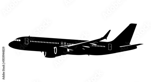 Modern commercial airplane in flight silhouette