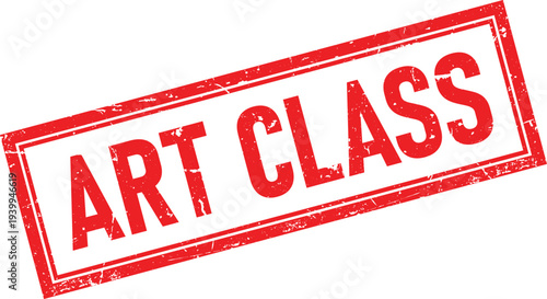 Red Ink Rubber Stamp Impression of Art Class in Rectangular Frame