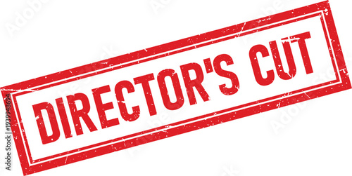 Distressed Red Ink Stamp Impression of the Text Director's Cut in a Square Border