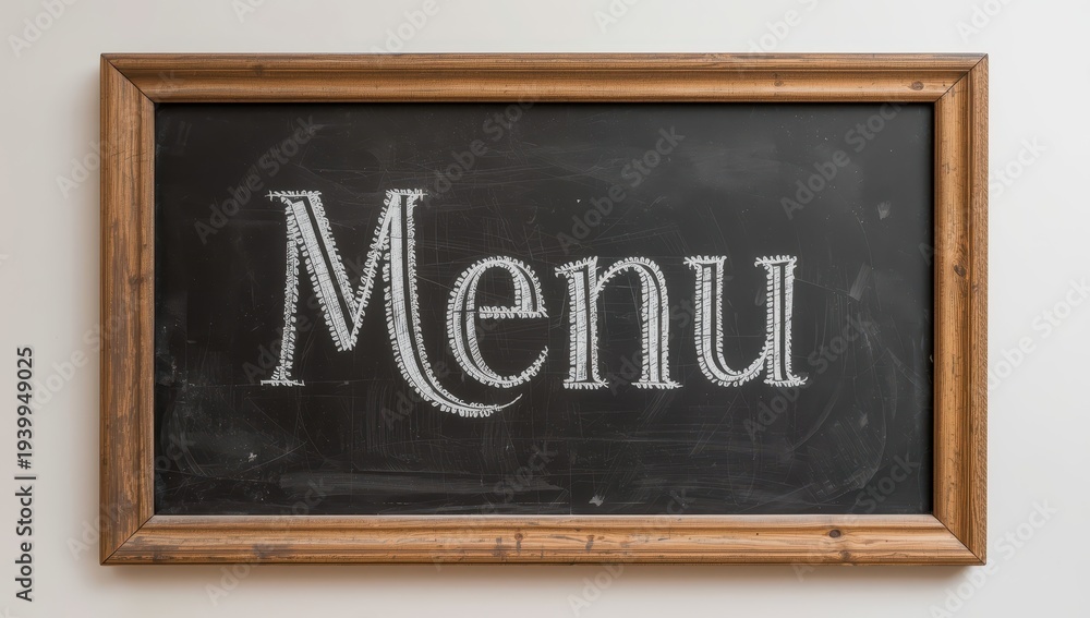 Fototapeta premium Chalkboard with 'Menu' written and blank area