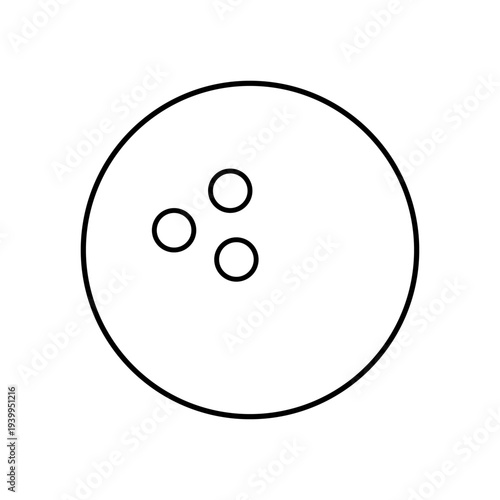 Bowling ball outline vector icon with finger holes, minimal sport game symbol for bowling alley design, recreation illustration for tournament graphics, entertainment apps, and leisure themes