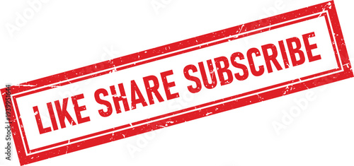 Red Ink Rubber Stamp Impression with Text Like Share Subscribe