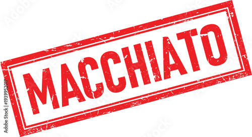 Macchiato Distressed Red Ink Rubber Stamp Impression on Isolated White Background