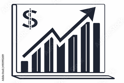 Wallpaper Mural A vector graphic illustration of a growing financial chart with a dollar sign and upward arrow Torontodigital.ca