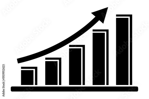 Wallpaper Mural A black vector graphic illustration of a bar chart with an upward trend arrow Torontodigital.ca