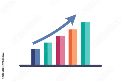 Wallpaper Mural A colorful vector graphic illustrating a growing trend with a bar chart and upward arrow Torontodigital.ca