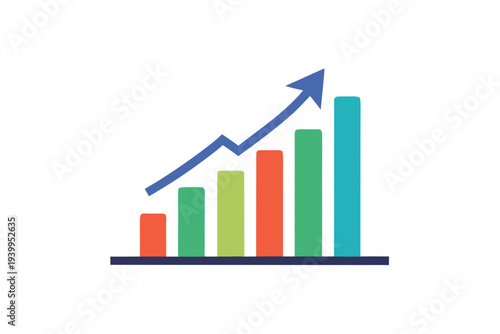 Wallpaper Mural A colorful vector graphic illustrating a growing trend with a bar chart and upward arrow Torontodigital.ca