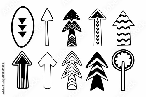 Wallpaper Mural A set of black and white arrow icons in various styles and designs for use in graphic design or digital projects Torontodigital.ca