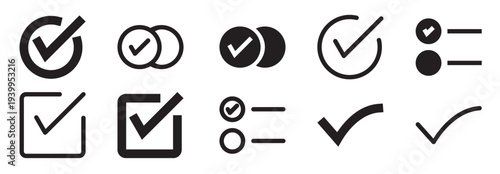 check box icon set line and solid style for multiple selection