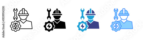 Engineering icon set multiple style collection