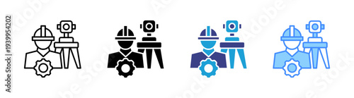 Surveying icon set multiple style collection