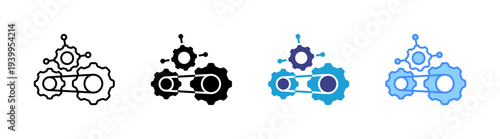 Mechanical icon set multiple style collection