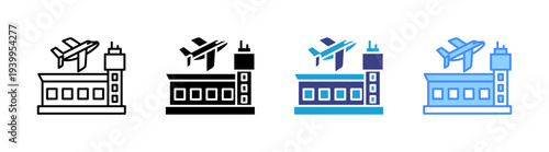 Airport icon set multiple style collection