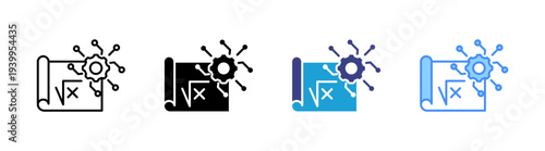 Mathematics icon set multiple style collection