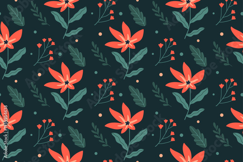 Modern Botanical Floral Seamless Pattern