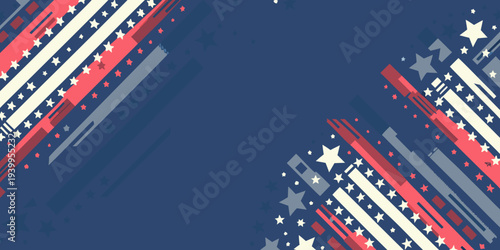 Abstract patriotic background featuring stars and stripes in red white and blue