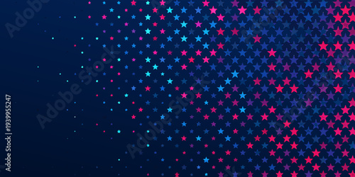 A vibrant burst of colorful stars against a dark navy background