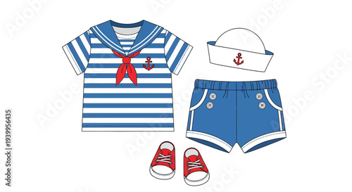 Set of nautical clothing vector