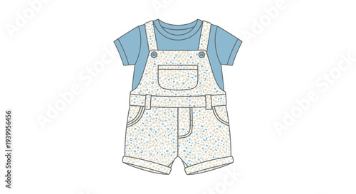 Vector illustration of baby boy overalls and t-shirt