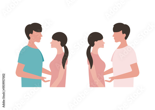 若い夫婦・カップルのベクターイラスト素材セット