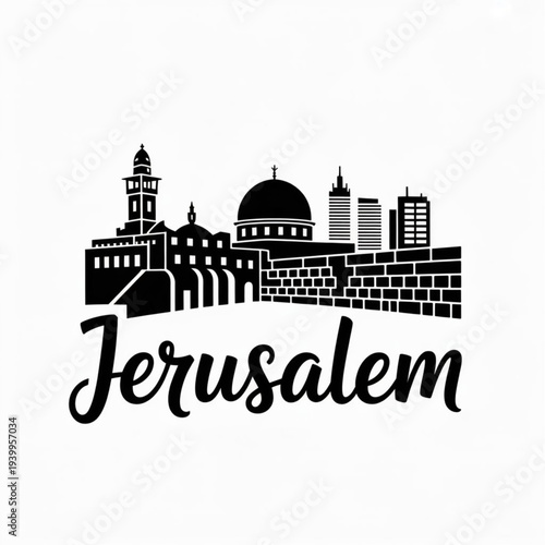 Photos Jerusalem Skyline Silhouette — Historic Holy City Landmarks Vector Illustration