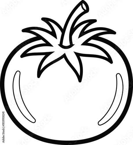 Tomato outline icon simple line art vegetable illustration fresh organic food ingredient minimal black stroke vector design