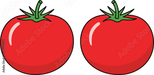 Red tomato cartoon icon set fresh organic vegetable food illustration simple flat farm produce vector design collection