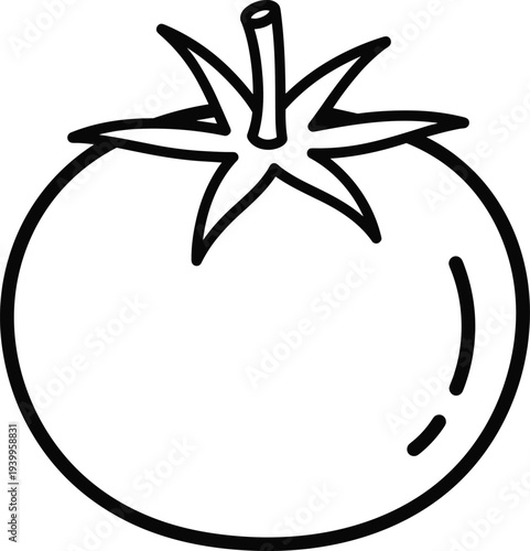 Tomato line art icon simple outline vegetable illustration fresh organic food ingredient minimal black stroke vector design