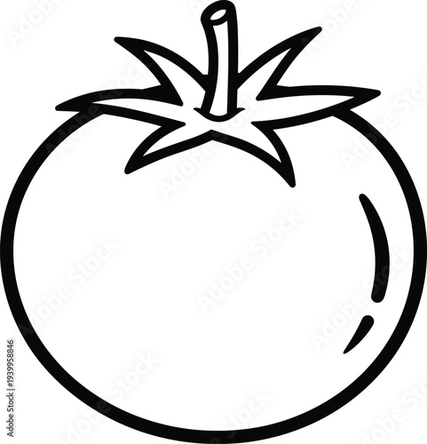Tomato outline icon simple line art vegetable illustration fresh food ingredient symbol minimal black stroke vector design