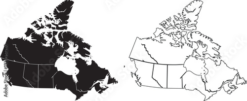 Canada Map with Provinces and Territories Vector Illustration