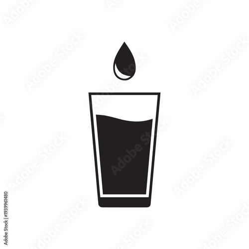 water glass icon. Flat Water glass, drink symbol vector illustration
