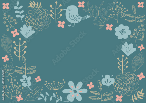 北欧風花柄フレーム