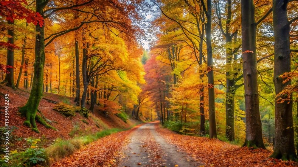 Fototapeta premium Forest Trail In Autumn Colors