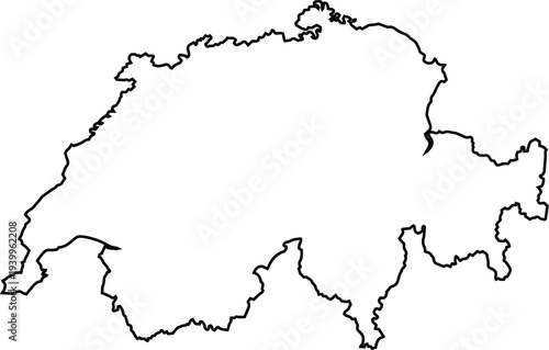 Switzerland Map Outline Simple Border Vector Illustration