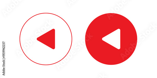 Red Play button icon set. Start audio or video action symbol. Play button icons on transparent background. Vector icon red play.