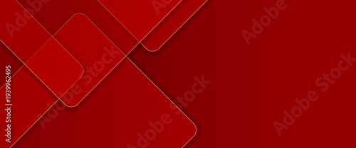 Modern Red Abstract Geometric Square Background. A bold vector illustration featuring overlapping rounded squares with gold outlines on a rich crimson gradient. Ideal for premium corporate branding.
