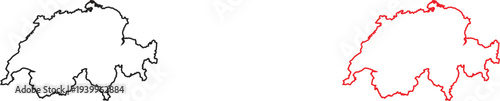 Switzerland Map Outline Simple Border Vector Illustration