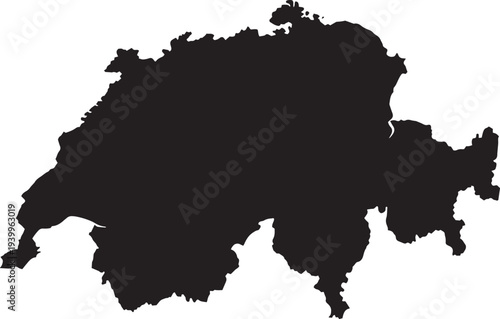 Switzerland Map Silhouette Solid Black Vector Illustration