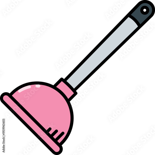 Toilet plunger rubber icon with outline
