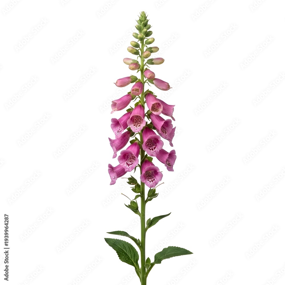 Obraz premium Foxglove Flower Isolated on White Background – Tall Garden Blossom