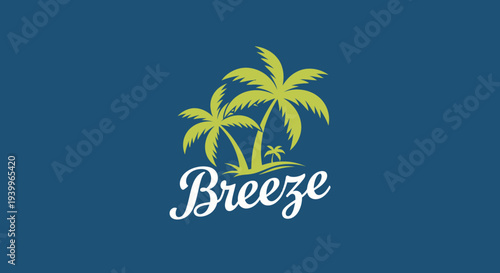 Tropical Breeze Logo with Palm Trees and Island Theme.