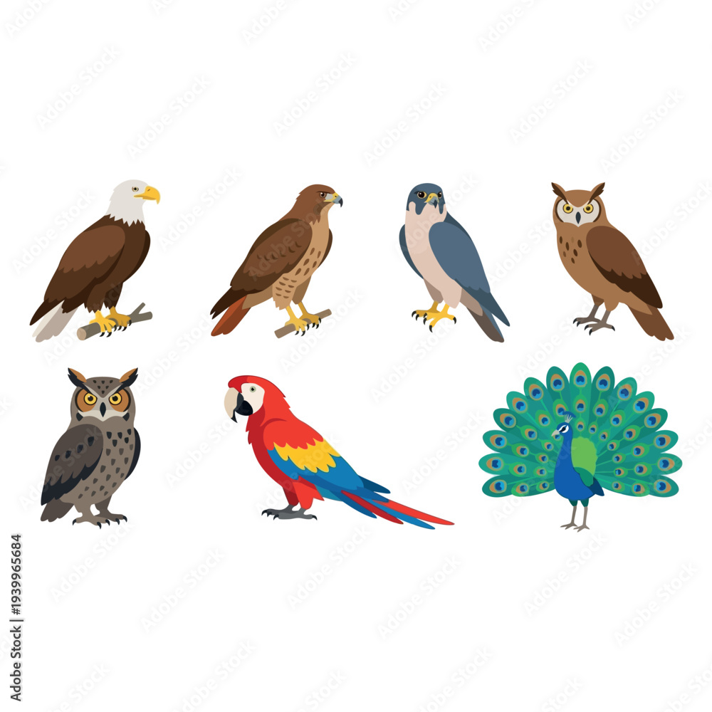 Naklejka premium Animal flat color Vector Illustration 
