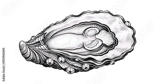 Vintage engraving illustration of an oyster