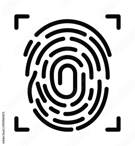 High-quality vector of a fingerprint scan enclosed in a square frame.