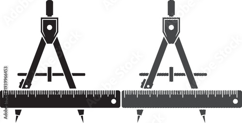 Demonstration of compass and divider tools measuring and marking equal distances on surfaces.