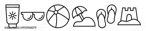 beach icons vector graphics featuring designs of umbrella