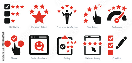  set of survey and rating icons as customer