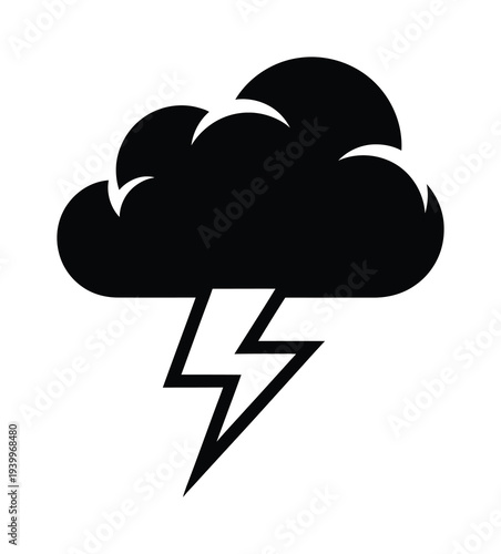 Vector of a cloud with a lightning bolt striking down