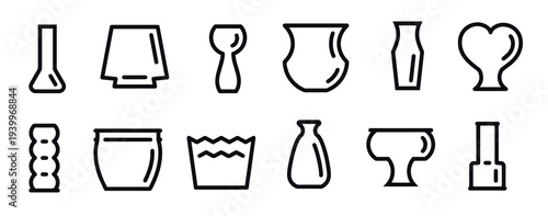 vase and pot icons vector design 